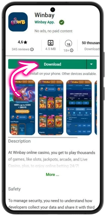 Download da app Winbay no Android