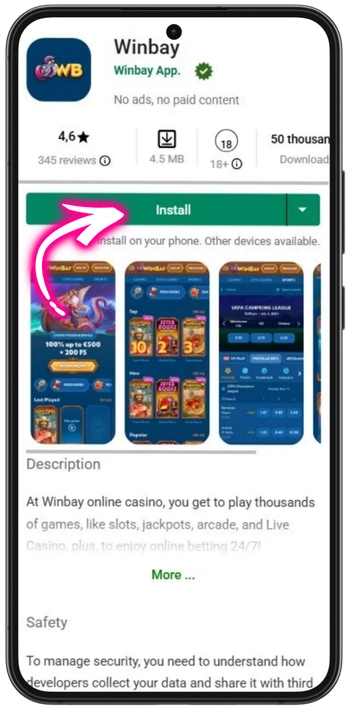 Instalar a app Winbay no Android