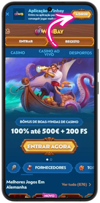 Botão Abrir no site Winbay