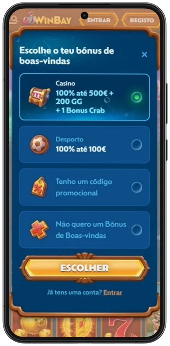 Seleção do bónus de boas-vindas Winbay